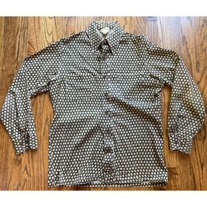 Vintage 70s Sears Kings Road Shirt Men Large Paisley Pattern Button Long Sleeve
